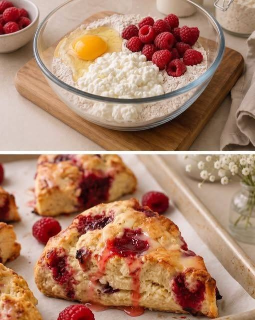 Raspberry Cottage Cheese Scones
