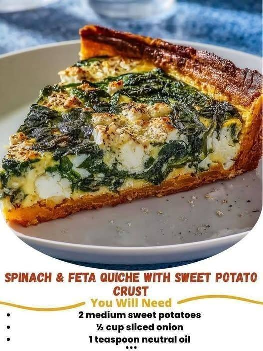 Spinach & Feta Quiche with Sweet Potato Crust