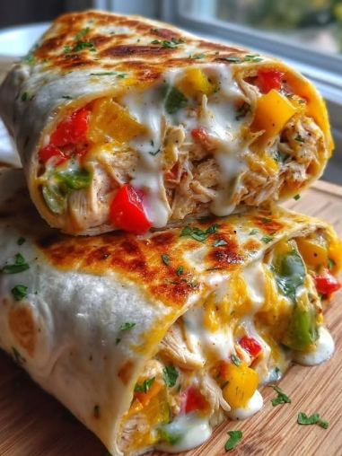 Cheesy Chicken & Crispy Veggie Wraps