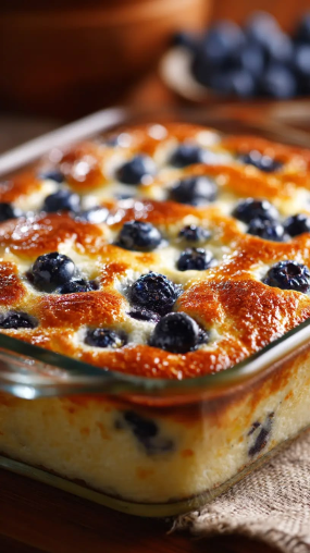 High-Protein Blueberry Cottage Cheese Bake