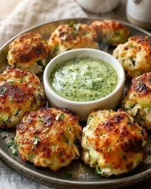 Crispy Cheesy Zucchini Bites with Creamy Herb Dip