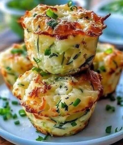 Crispy Parmesan Zucchini Potato Muffins