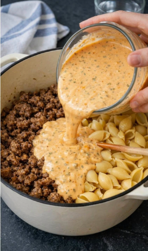 One-Pot Creamy Beef & Shells