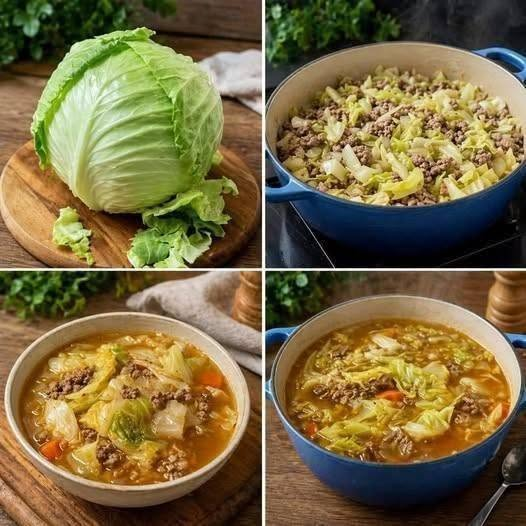 🥬 Hearty Ground Beef & Cabbage Soup