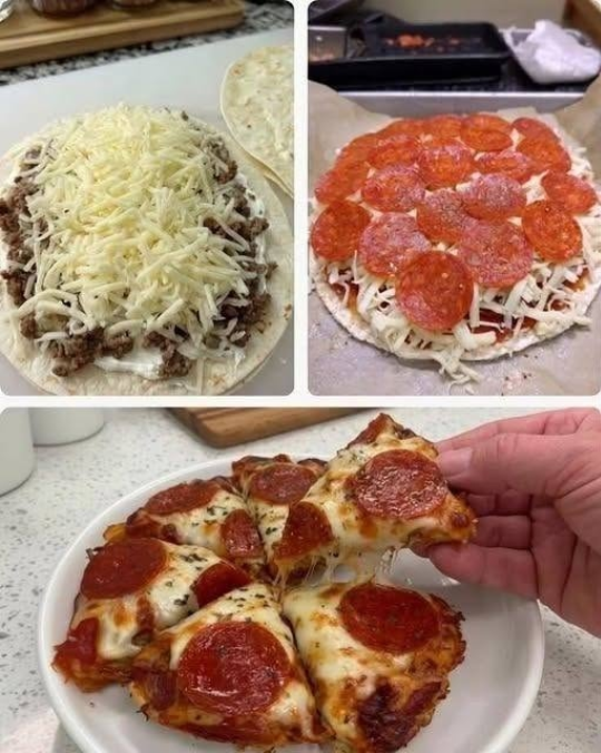 Crispy Tortilla Pepperoni Pizza