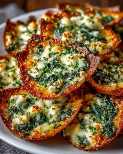 Mediterranean Spinach and Feta Cheese Crisps