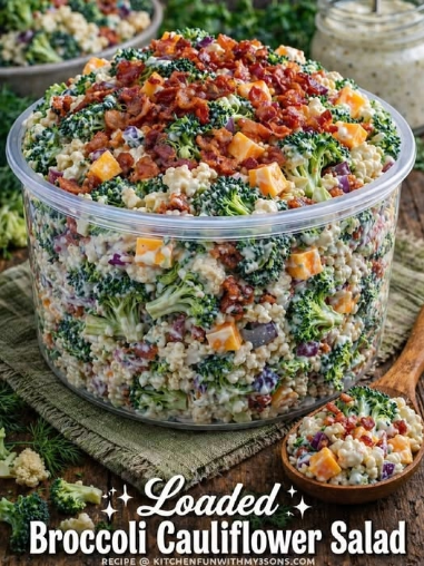 Loaded Broccoli Cauliflower Salad