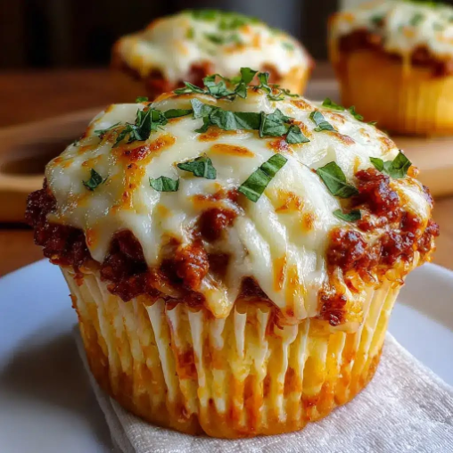 Lasagna Cupcakes (Turkey Bacon & Chicken Ham)