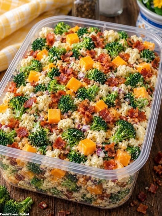 Loaded Broccoli Cauliflower Salad